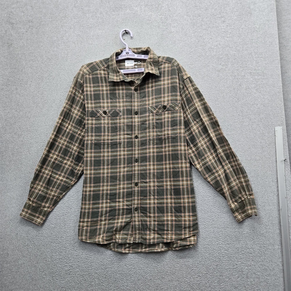 Wolverine Men Button Up Shirt XL Green Plaid Flannel Western Long Sleeve READ
